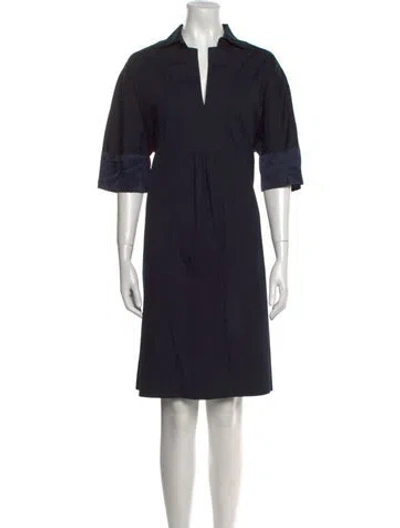 Pre-owned Les Copains V-neck Knee-length Dress In Blue