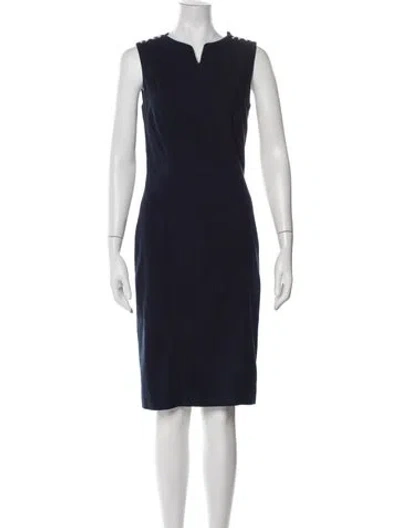 Pre-owned Les Copains V-neck Knee-length Dress In Blue