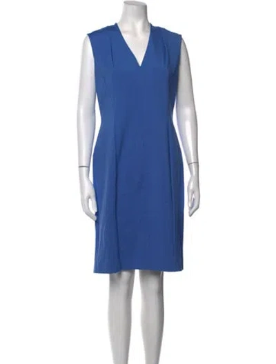 Pre-owned Les Copains V-neck Knee-length Dress In Blue