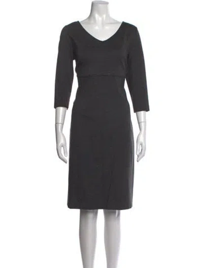 Pre-owned Les Copains V-neck Knee-length Dress In Grey