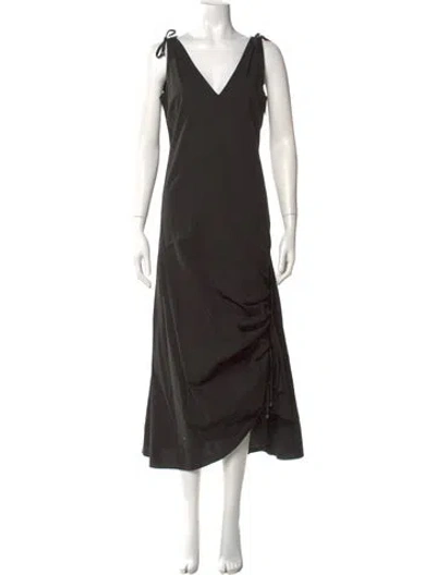 Pre-owned Les Copains V-neck Long Dress In Black