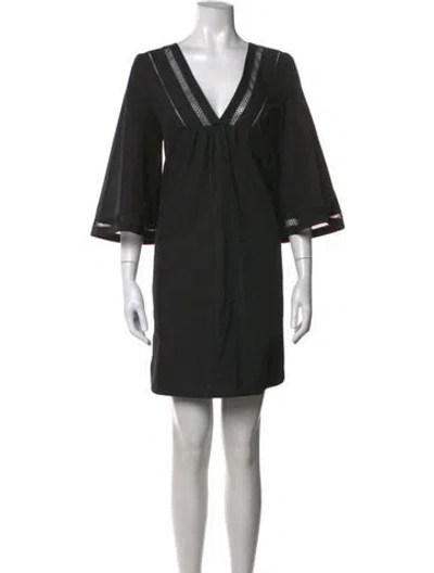 Pre-owned Les Copains V-neck Mini Dress In Black