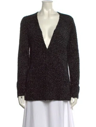 Pre-owned Les Copains V-neck Sweater In Black