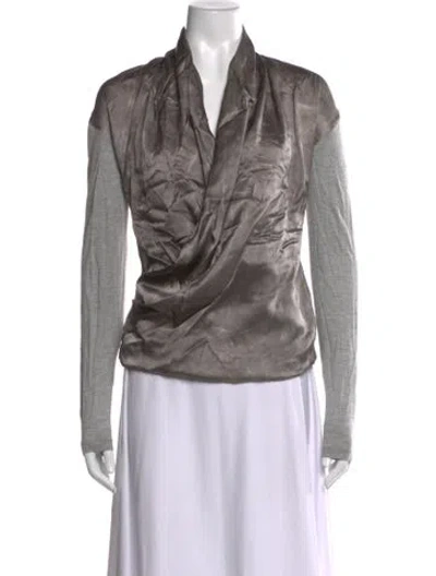 Pre-owned Les Copains V-neck Sweater In Grey