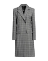 Les Copains Woman Coat Grey Size 4 Virgin Wool, Elastane, Cotton In Grey