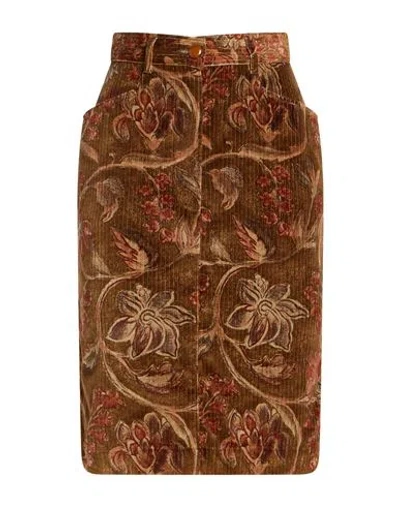 Les Copains Woman Midi Skirt Brown Size 1 Cotton