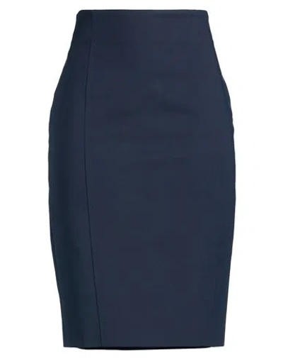 Les Copains Woman Midi Skirt Midnight Blue Size 10 Cotton, Polyamide, Elastane