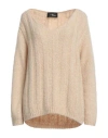 Les Copains Woman Sweater Beige Size 4 Mohair Wool, Cashmere, Silk, Polyamide In Beige