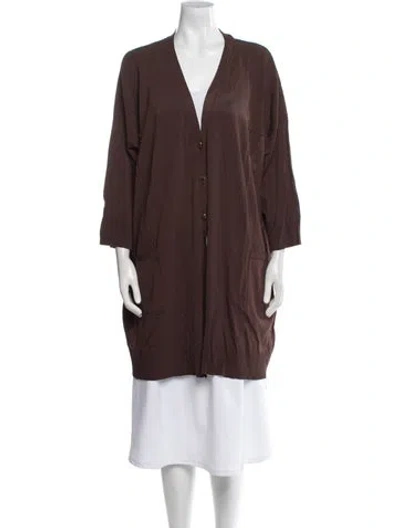 Pre-owned Les Copains Wool Coat In Brown