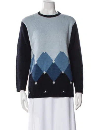 Pre-owned Les Copains Wool Colorblock Pattern Sweater In Blue