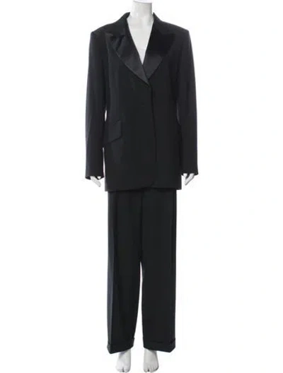 Pre-owned Les Copains Wool Crystal Embellishments Pantsuit In Black