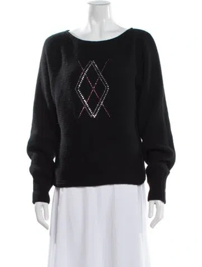Pre-owned Les Copains Wool Graphic Print Sweater In Gray