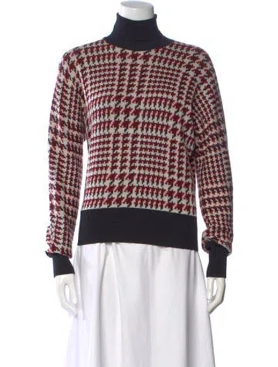 Pre-owned Les Copains Wool Houndstooth Print Sweater In Red