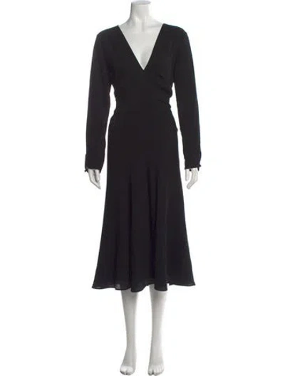 Pre-owned Les Copains Wool Midi Length Dress In Black