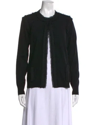 Pre-owned Les Copains Wool Open Front Sweater In Black