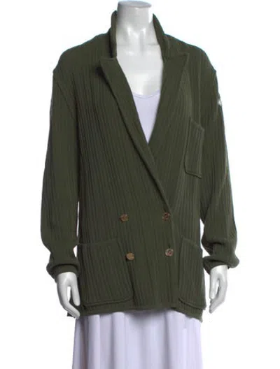 Pre-owned Les Copains Wool Open Front Sweater In Green