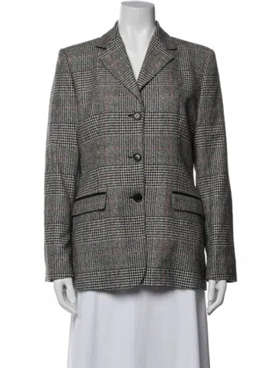 Pre-owned Les Copains Wool Plaid Print Blazer In Multi