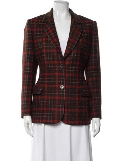 Pre-owned Les Copains Wool Plaid Print Blazer In Multicolor