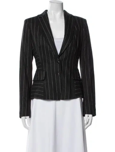 Pre-owned Les Copains Wool Striped Blazer In Black