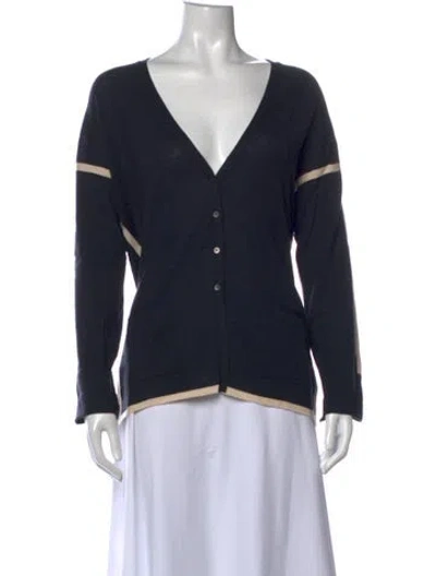 Pre-owned Les Copains Wool V-neck Sweater W/ Tags In Blue