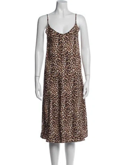 Pre-owned Les Coyotes De Paris Animal Print Midi Length Dress In Neutrals