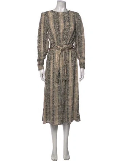 Pre-owned Les Coyotes De Paris Animal Print Midi Length Dress W/ Tags In Neutrals