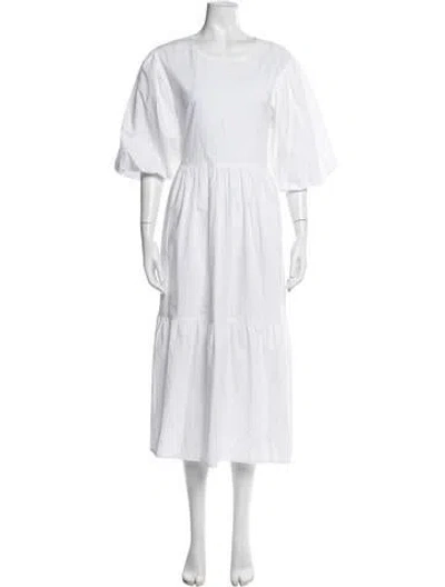 Pre-owned Les Coyotes De Paris Crew Neck Long Dress In White