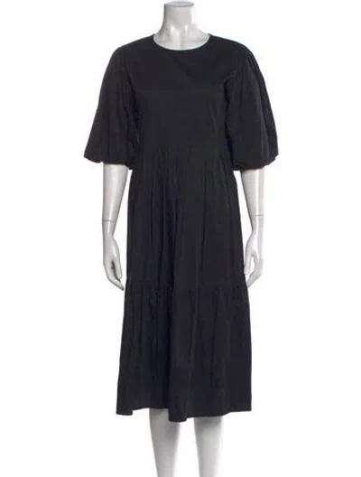 Pre-owned Les Coyotes De Paris Crew Neck Midi Length Dress In Black