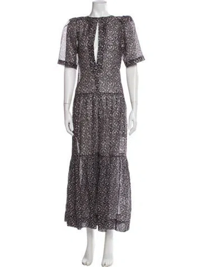 Pre-owned Les Coyotes De Paris Floral Print Long Dress In Black/pink