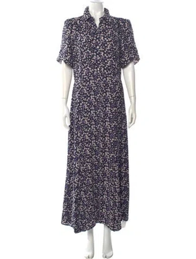 Pre-owned Les Coyotes De Paris Floral Print Long Dress In Blue