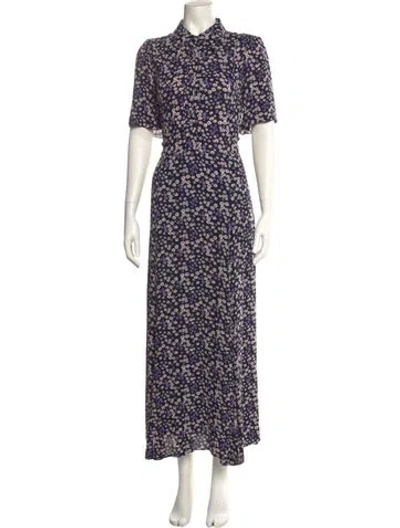 Pre-owned Les Coyotes De Paris Floral Print Long Dress In Blue