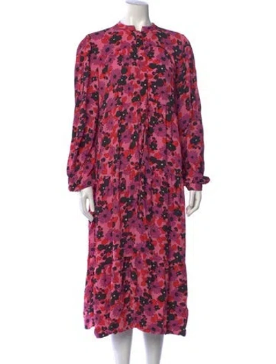 Pre-owned Les Coyotes De Paris Floral Print Long Dress In Pink