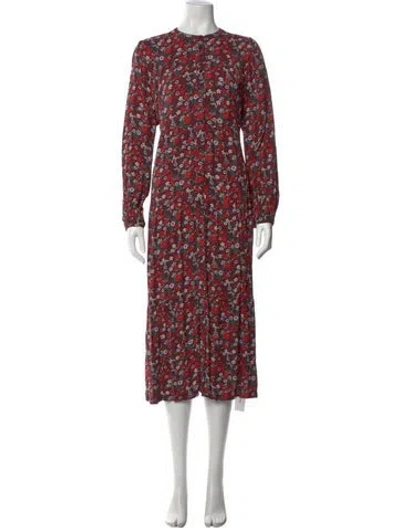 Pre-owned Les Coyotes De Paris Floral Print Long Dress In Red