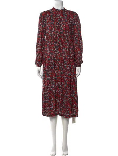 Pre-owned Les Coyotes De Paris Floral Print Midi Length Dress In Red