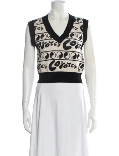 Pre-owned Les Coyotes De Paris Graphic Print V-neck Sweater In Multi