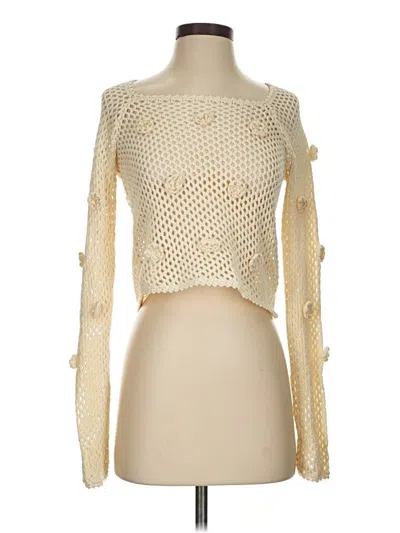 Pre-owned Les Coyotes De Paris Long Sleeve Top Ivory Square Neckline Tops