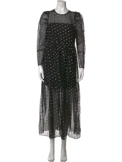 Pre-owned Les Coyotes De Paris Printed Long Dress In Black
