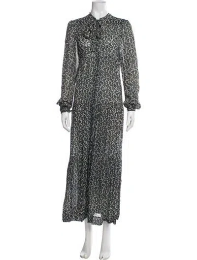 Pre-owned Les Coyotes De Paris Printed Long Dress In Green