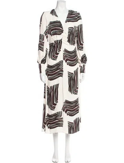 Pre-owned Les Coyotes De Paris Printed Long Dress In Neutral
