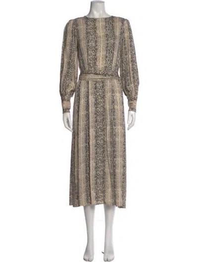 Pre-owned Les Coyotes De Paris Printed Long Dress In Neutral
