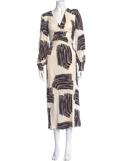 Pre-owned Les Coyotes De Paris Printed Midi Length Dress