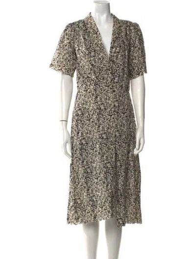 Pre-owned Les Coyotes De Paris Printed Midi Length Dress In Neutral