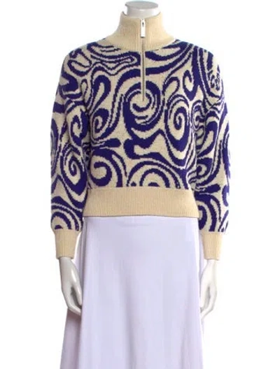 Pre-owned Les Coyotes De Paris Printed Mock Neck Sweater In Multi