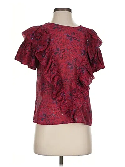Pre-owned Les Coyotes De Paris Short Sleeve Blouse In Burgundy