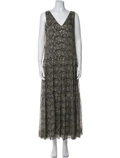 Pre-owned Les Coyotes De Paris Silk Long Dress In Green