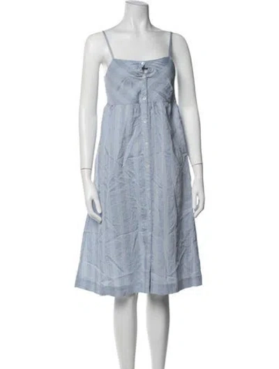 Pre-owned Les Coyotes De Paris Striped Midi Length Dress In Blue