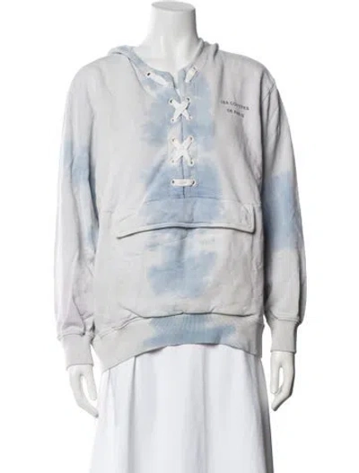 Pre-owned Les Coyotes De Paris Tie-dye Print Crew Neck Sweater In White