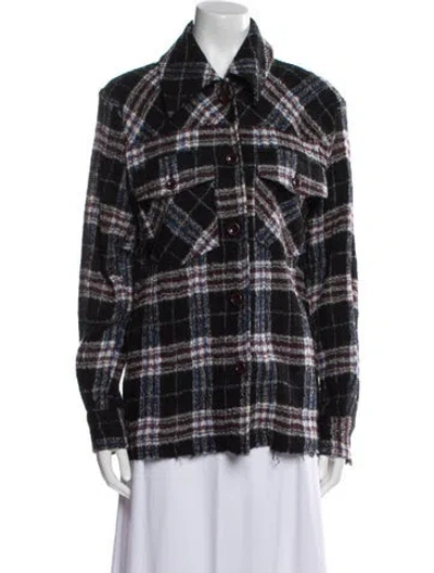 Pre-owned Les Coyotes De Paris Virgin Wool Plaid Print Jacket In Black