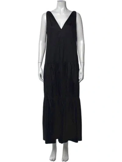 Pre-owned Les Coyotes De Paris V-neck Long Dress In Black