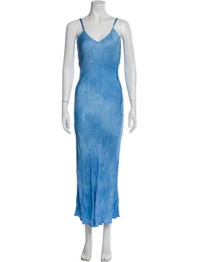 Pre-owned Les Coyotes De Paris V-neck Long Dress In Blue